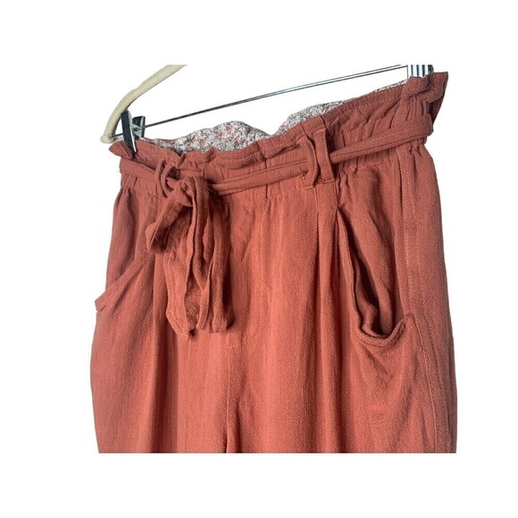 Promesa Womens Growing Wild Floral Cuff Belted Paperbag Pants Size Small Linen - Picture 5 of 10